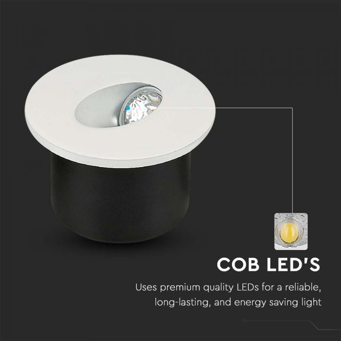 LED STEPLIGHT ROUND 3W WW 120° 2700lm 80x51mm (62mm)