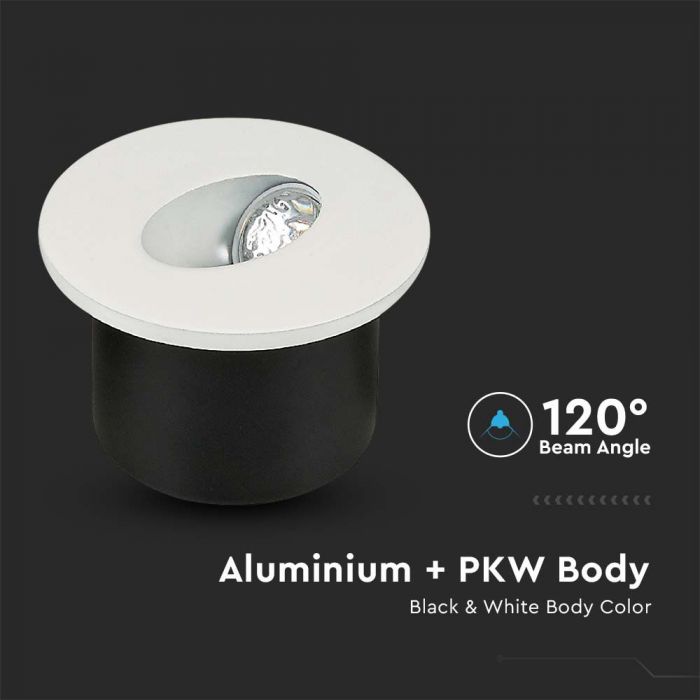 LED STEPLIGHT ROUND 3W WW 120° 2700lm 80x51mm (62mm)