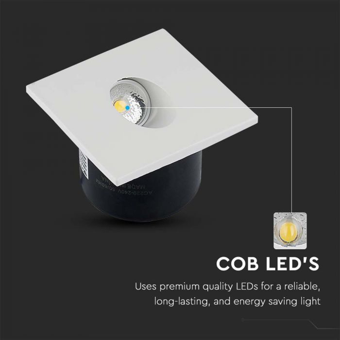 LED STEPLIGHT SQUARE 3W WW 120° 270lm 80x80x51mm (62mm)