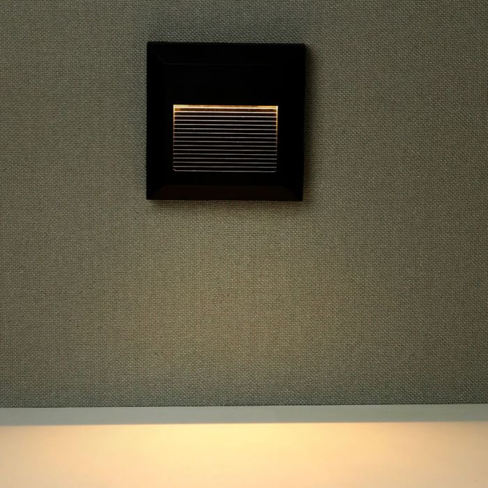 LED STEP LIGHT SQUARE 2W 60° 70lm DL 124x124x27 BLACK IP65