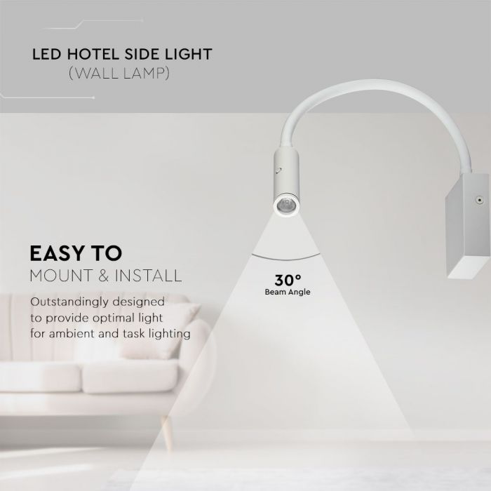 LED WALL LAMP 3W WW 180lm 30° 90X60X30 WHITE