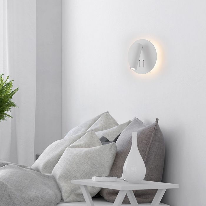 LED WALL LAMP 3W+6W WW 680lm 120° 140X30 WHITE