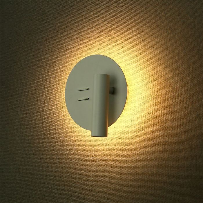 LED WALL LAMP 3W+6W WW 680lm 120° 140X30 WHITE