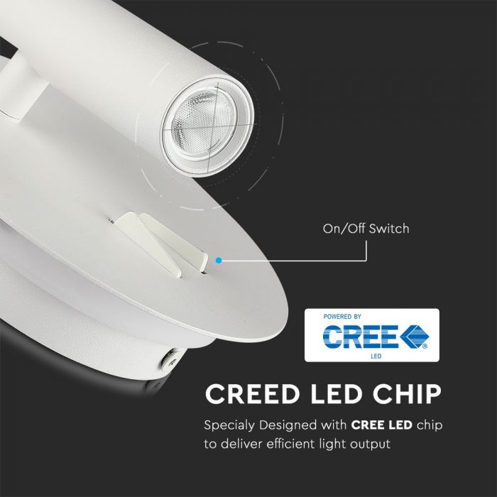 LED WALL LAMP 3W+6W WW 680lm 120° 140X30 WHITE