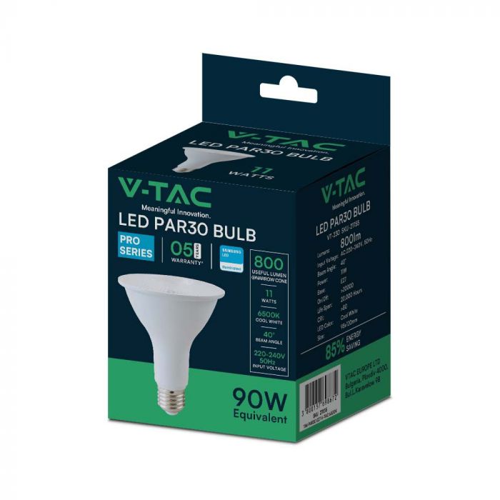 LED E27 PAR30 LAMP 11W CW 800lm 40° 95X120 SAMSUNG CHIP