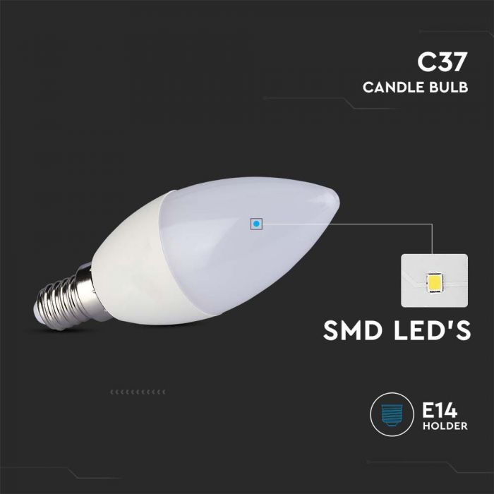 LED E14 LAMP 4.5W WW 470lm 200° C37 SAMSUNG CHIP