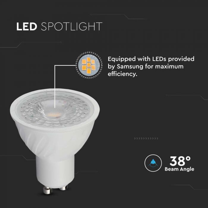 LED GU10 LAMP 6.5W CW 445lm 110° 50X55 WITH SAMSUNG CHIP
