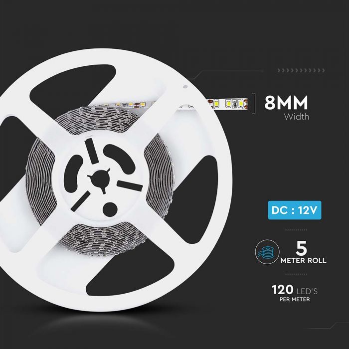 LED STRIP LIGHT 3528 SMD 120LEDs WW 800Lm 12V 8W/M