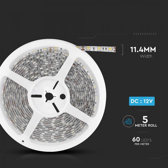 LED STRIP LIGHT 5050 SMD 60LEDs WW 12V  900lm/M 11W/M IP65
