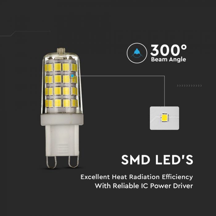 LED G9 LAMP 3W WW 330lm 300° 17X49 SAMSUNG CHIP