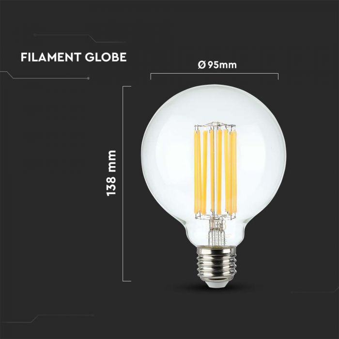 LED E27 FILAMENT LAMP G95 18W WW 2520lm 300° 95x138 140LM/W