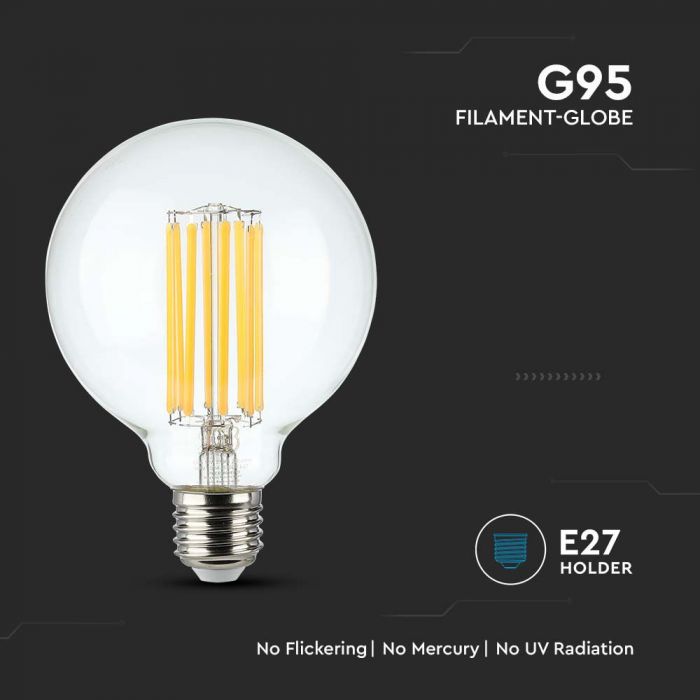 LED E27 FILAMENT LAMP G95 18W WW 2520lm 300° 95x138 140LM/W