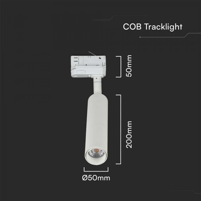 LED TRACK COB LIGHT 15W 1500lm 4000K 24° 200X50X50 4-LINE WHITE SAMSUNG CHIP
