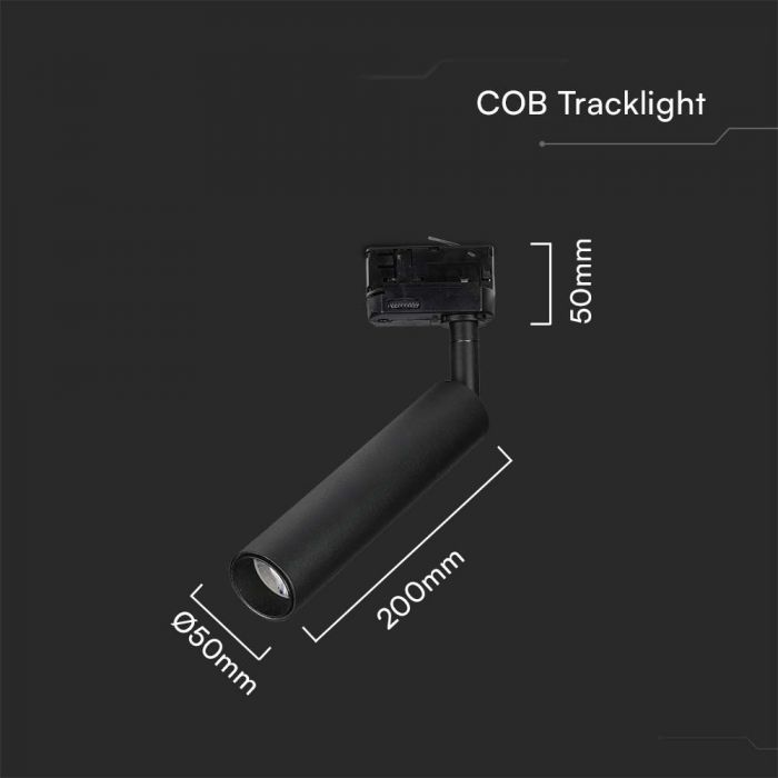 LED TRACK COB LIGHT 15W 1500lm 4000K 24° 200X50X50 4-LINE BLACK SAMSUNG CHIP