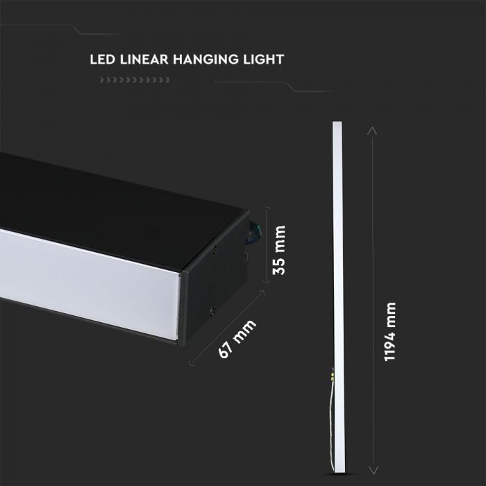 LED LINEAR HANGING SUSPENSION 40W DL 3270lm 120° 1200X35X67 ALUMINIUM SAMSUNG BLACK