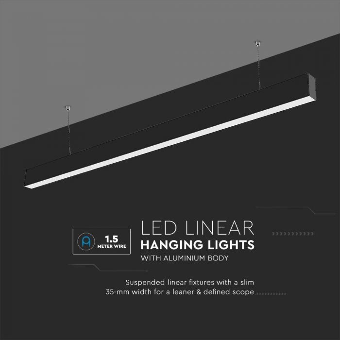 LED LINEAR HANGING SUSPENSION 40W DL 3270lm 120° 1200X35X67 ALUMINIUM SAMSUNG BLACK