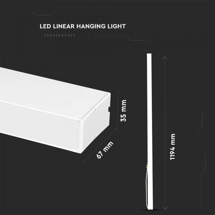 LED LINEAR HANGING SUSPENSION 40W DL 3360lm 120° 1200X35X67 ALUMINIUM SAMSUNG WHITE