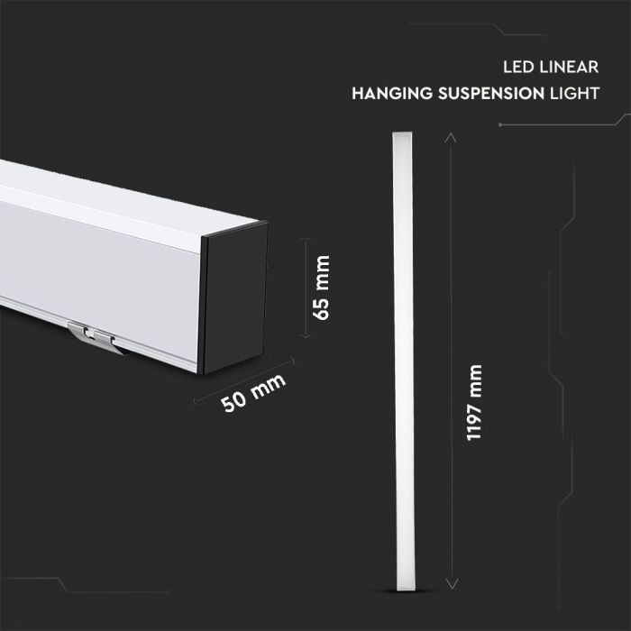 LED LINEAR HANGING SUSPENSION 40W DL 3510lm 120° 1197X50X65 ALUMINIUM SAMSUNG WHITE DIMMABLE