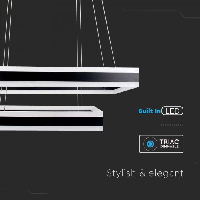 LED SOFT LIGHT CHANDELIER HANGING 2 STEP 113W WW 6300lm 360° 40X60 BLACK DIMMABLE