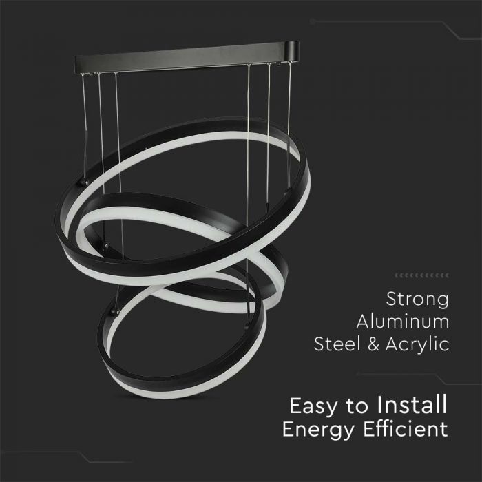 LED SOFT LIGHT CHANDELIER HANGING 3 STEP 92W WW 4550lm 120° 1200?600 BLACK DIMMABLE