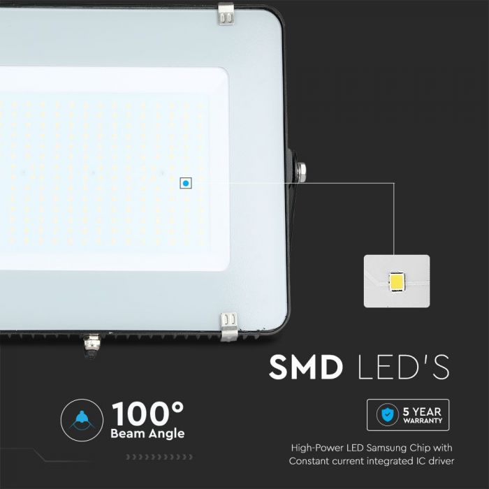 LED FLOOD SLIM 200W CW 100° 16500lm IP65 BLACK SAMSUNG CHIP