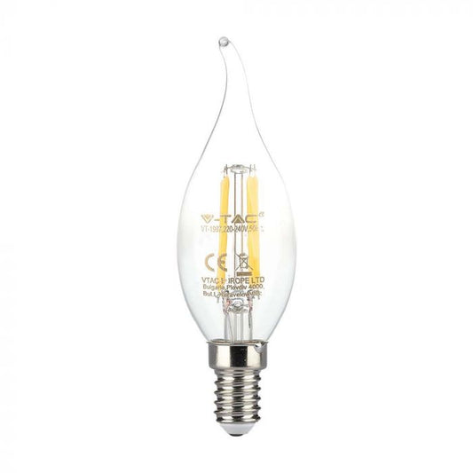 LED E14 FILAMENT LAMP 4W WW 400lm 300° 35X118 CANDLE FLAME