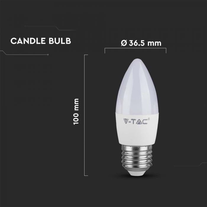 LED E27 LAMP 4.5W CW 470lm 180° 36.5X100 CANDLE