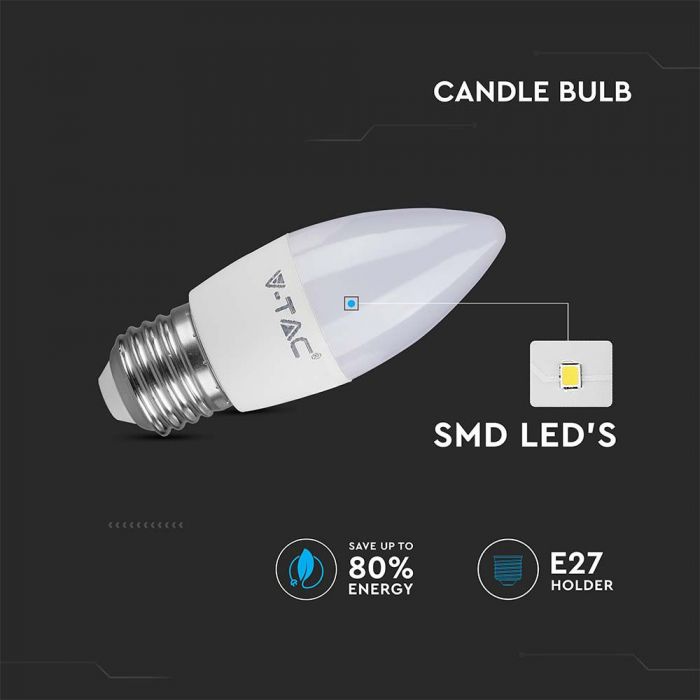 LED E27 LAMP 4.5W CW 470lm 180° 36.5X100 CANDLE