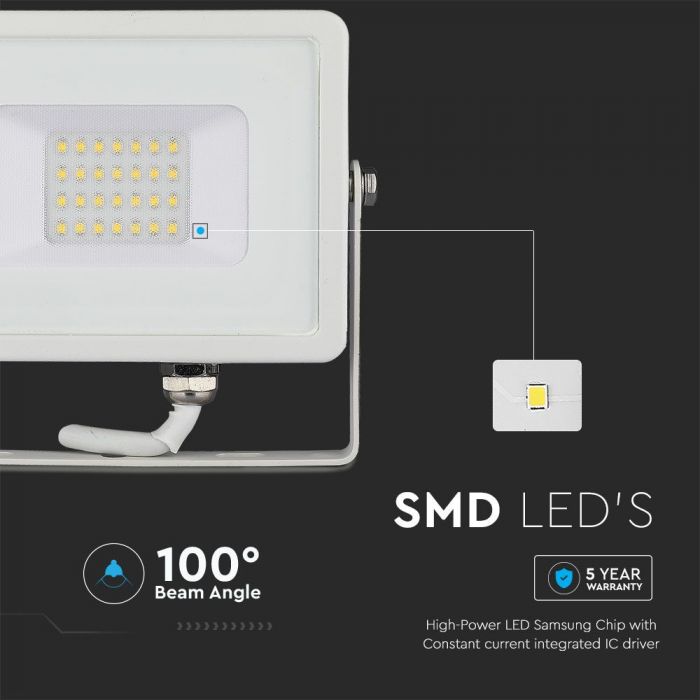 20W LED Floodlight SMD SAMSUNG Chip Slim White Body 3000K