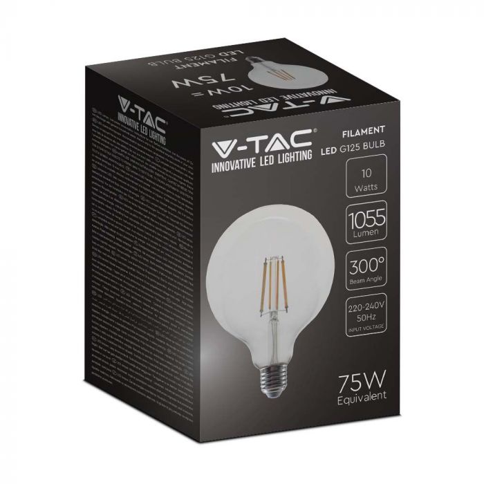 LED E27 FILAMENT LAMP G125 10W WW 1055lm 300° 125x173