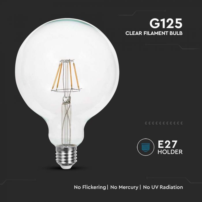LED E27 FILAMENT LAMP G125 10W WW 1055lm 300° 125x173