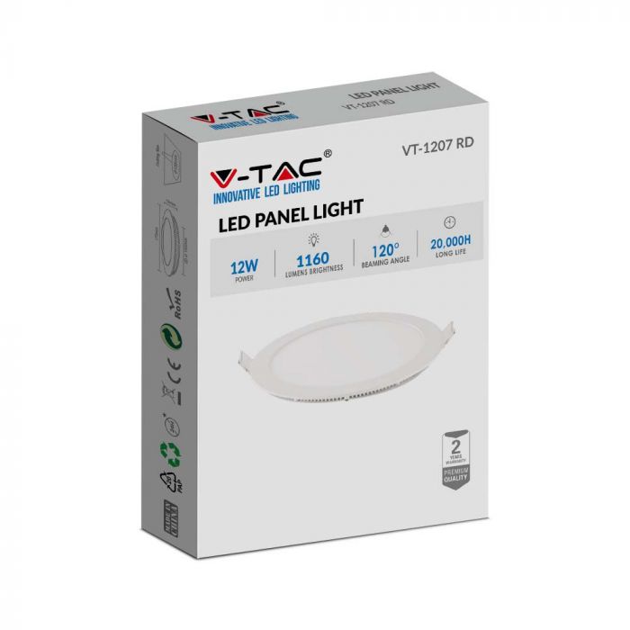 LED PREMIUM ROUND DOWNLIGHT 12W 1160lm WW 120° 170X12 (155)