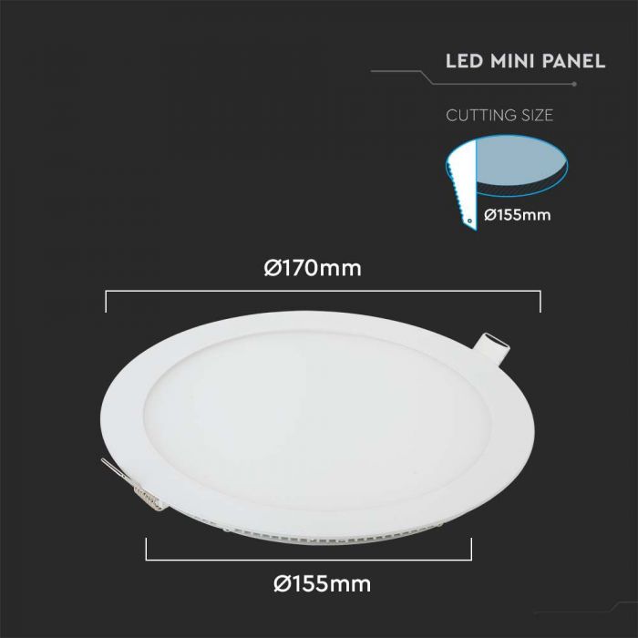 LED PREMIUM ROUND DOWNLIGHT 12W 1160lm DL 120° 170X12 (155)