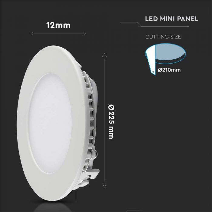 LED PREMIUM ROUND DOWNLIGHT 18W 1400lm WW 120° 225x12 (210)