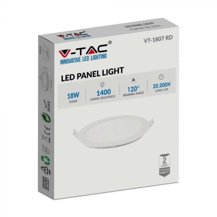 LED PREMIUM ROUND DOWNLIGHT 18W 1500lm CW 120° 225x12 (210)