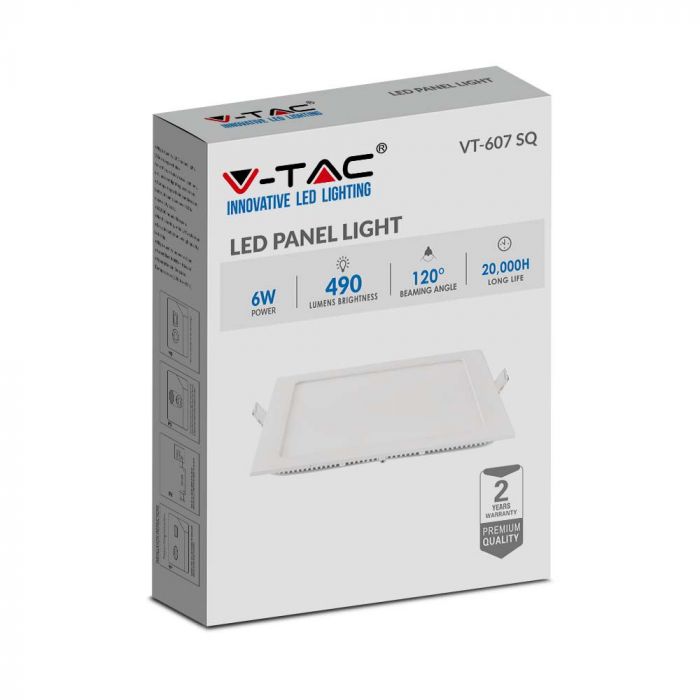LED PREMIUM SQUARE DOWNLIGHT 6W 490lm CW 120° 120X25 (105)