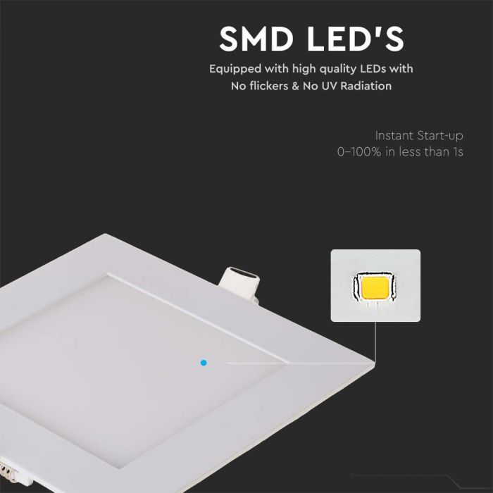 LED PREMIUM SQUARE DOWNLIGHT 12W 1000lm WW 120° 170X25 (155)