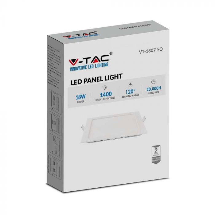 LED PREMIUM SQUARE DOWNLIGHT 18W 1400lm WW 120° 225X225X12 (210x210)