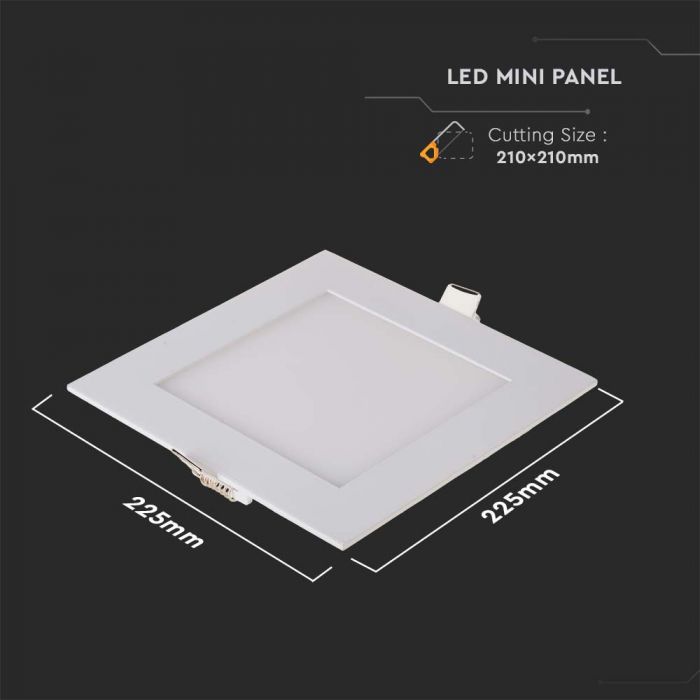 LED PREMIUM SQUARE DOWNLIGHT 18W 1500lm CW 120° 225x225x12 (205x205)