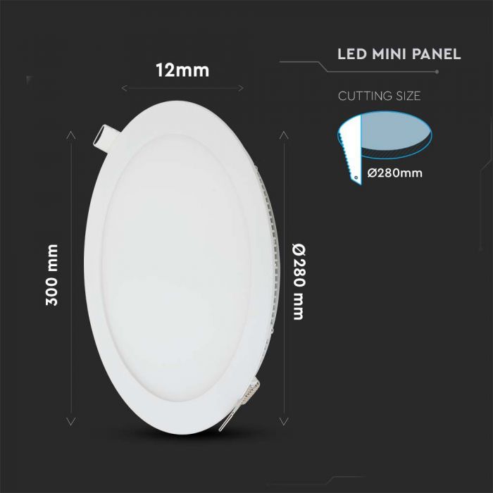 LED PREMIUM ROUND DOWNLIGHT 24W 2200lm DL 120° 300X12 (280)