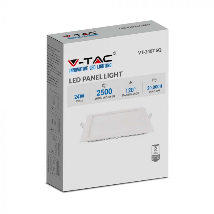 LED PREMIUM SQUARE DOWNLIGHT 24W 2500lm CW 120° 300X12 (280)