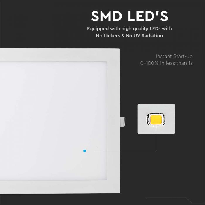 LED PREMIUM SQUARE DOWNLIGHT 24W 2500lm CW 120° 300X12 (280)