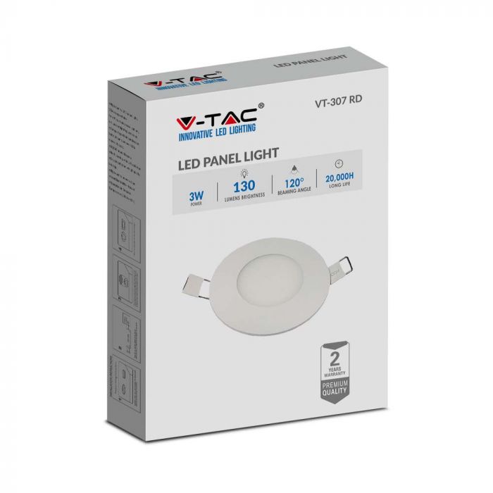 LED PREMIUM ROUND DOWNLIGHT 3W 210lm WW 120° 84X12 (73)