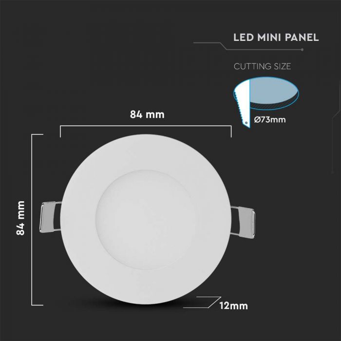 LED PREMIUM ROUND DOWNLIGHT 3W 210lm WW 120° 84X12 (73)
