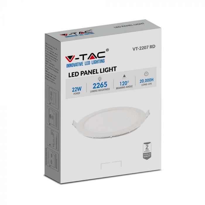 LED PREMIUM ROUND DOWNLIGHT 22W 2265lm DL 120° 240X12 (220)
