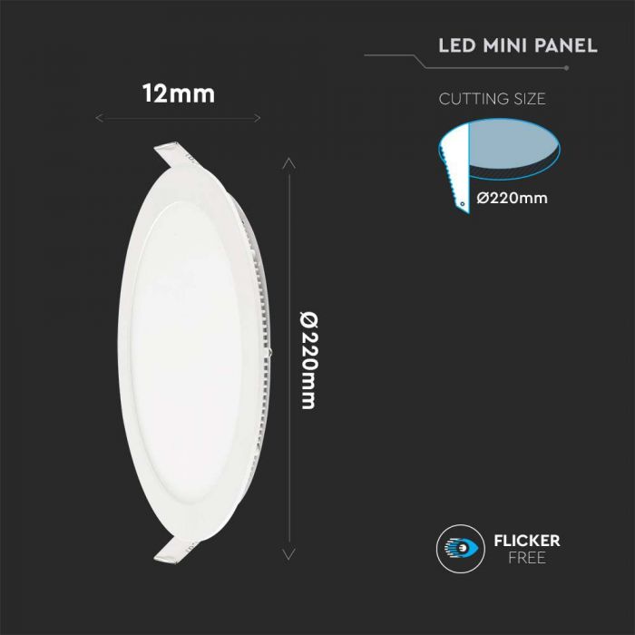 LED PREMIUM ROUND DOWNLIGHT 22W 2265lm WW 120° 240X12 (220)