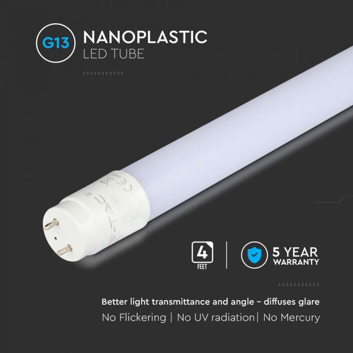 LED Tube SAMSUNG Chip 120cm 18W G13 Nano Plastic 6400K