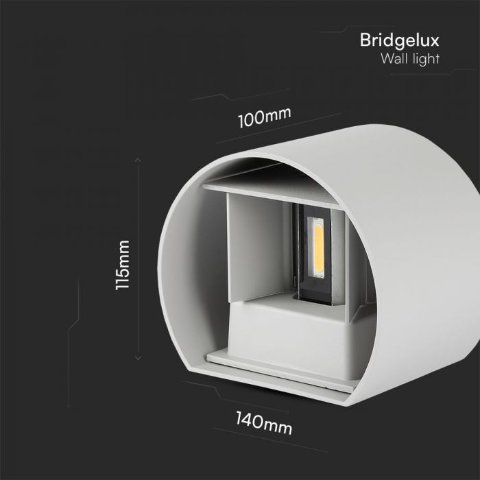 LED WALL LIGHT ROUND ALUMINIUM 5W DL 700lm 120° 140x115x100mm IP65 GREY