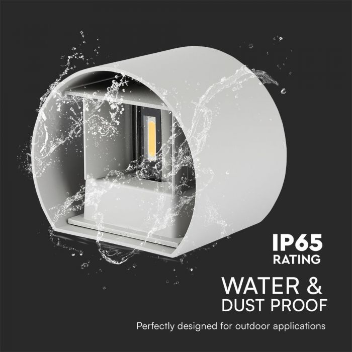 LED WALL LIGHT ROUND ALUMINIUM 5W DL 700lm 120° 140x115x100mm IP65 GREY