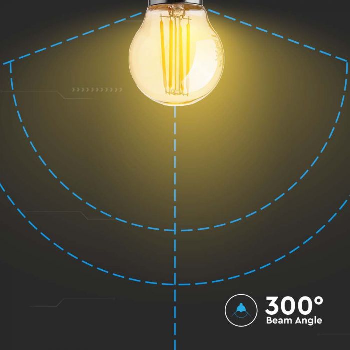LED E27 FILAMENT AMBER COVER LAMP 4W 2200K 350lm 300° 45X78 GLOBE